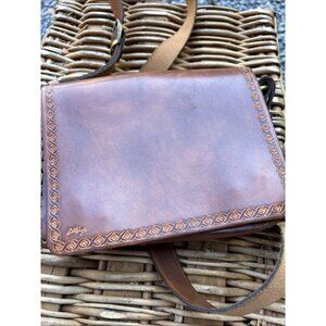 vintage leather crossbody bag With Celtic Scroll Tooled Border